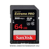 SDXC 64 GB Extreme Pro memk. (300 MB/s olvasás) UHS-II, U3, V90 (121505)