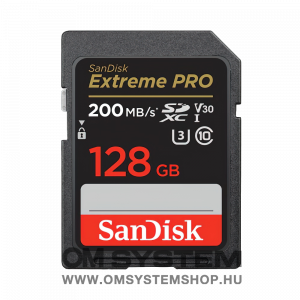 Sandisk SDXC 128 GB  Extreme PRO (200MB/s olv. / 90MB/s ír. Seb.) UHS-I, Class 10, U3, V30 (121596)