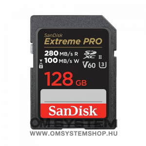 Sandisk SDXC 128 GB Extreme PRO memk. (280MB/s olv. / 100MB/s ír. seb.) UHS-II, Class 10, U3, V60 (215492)