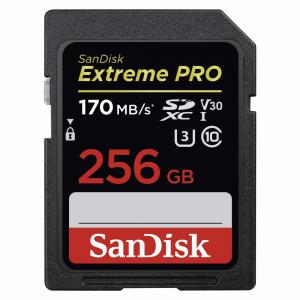 SanDisk SDXC 256 GB Extreme PRO  memk. (170MB/s olv. / 90MB/s ír. seb.) UHS-I, Class 10, U3, V32 (183532)