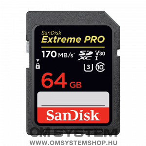 Sandisk SDXC 64 GB  Extreme PRO (200MB/s olv. / 90MB/s ír. Seb.) UHS-I, Class 10, U3, V30 (121595)