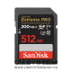 Sandisk SDXC 512 GB Extreme PRO (200MB/s olv. / 140MB/s ír. Seb.) UHS-I, Class 10, U3 (121598)