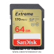 Sandisk SDXC 64 GB Extreme (170MB/s olv. / 80MB ír.i seb.) UHS-I, Class 10, U3, V30 (121579)