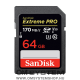 Sandisk SDXC 64 GB  Extreme PRO (200MB/s olv. / 90MB/s ír. Seb.) UHS-I, Class 10, U3, V30 (121595)